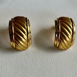 Carucci Gold Plated Half Hoop Earrings, Clip On